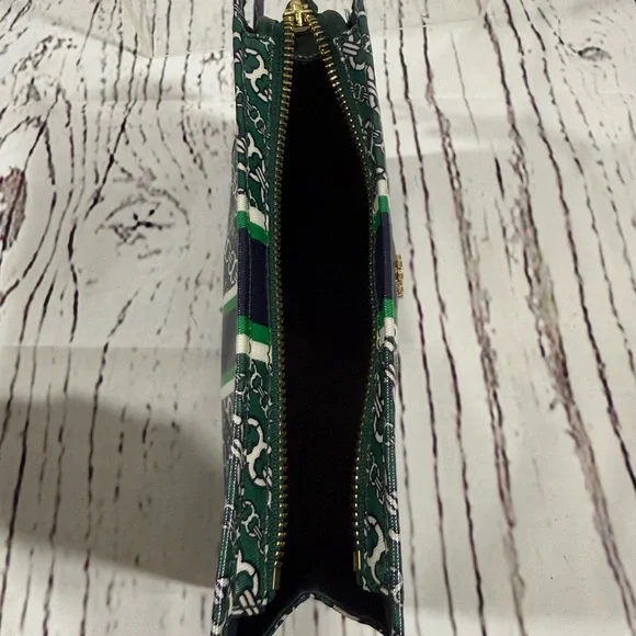 Tory Burch Gemini Link Green Zip Top Cosmetic Clutch - Picture 4 of 5